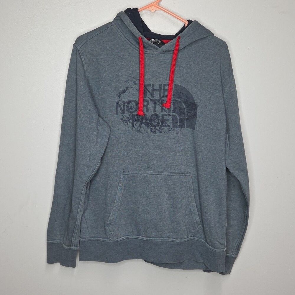The North Face Mens Size Medium Hoodie Pull On Sweater Blue Mountains EUC